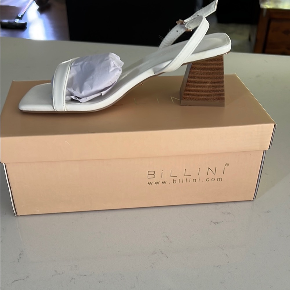 Billini White Heeled Sandals with Slingback Design